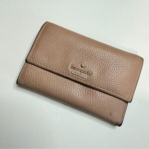 Kate Spade Tan Pebble Leather Tri-Fold Wallet
